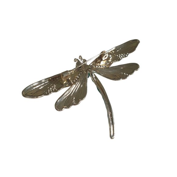 Enamel Dragonfly Brooch Crystal Rhinestone Accent Pin Jewelry Mom Gift Change - Picture 4 of 4